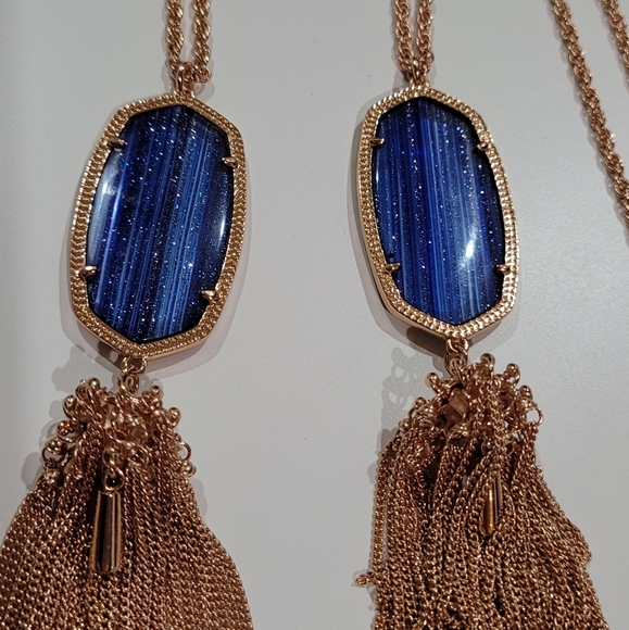 Two Kendra Scott Navy Dusted Glass Rayne Necklaces - Picture 8 of 12